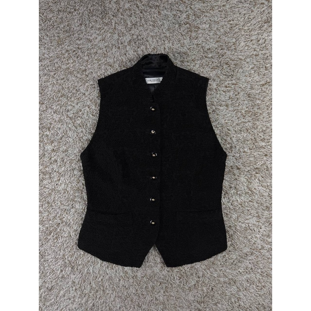 Vintage HAUBER Germany Black Textured Tailored Vest Waistcoat EU 40 US 8